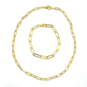 Gold Plated Paper Clip Chain Necklace