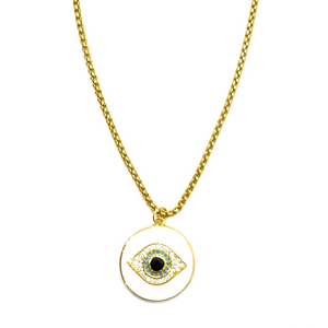 Large Enamel Crystal Evil Eye Necklace