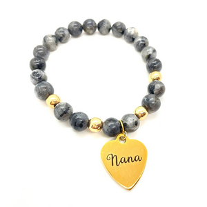 Gemstone "Nana" Gold Charm Bracelet