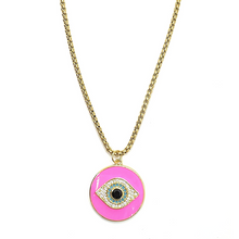 Load image into Gallery viewer, Large Enamel Crystal Evil Eye Necklace
