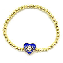 Load image into Gallery viewer, Gold Heart Evil Eye Bracelet