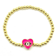 Load image into Gallery viewer, Gold Heart Evil Eye Bracelet