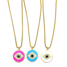 Load image into Gallery viewer, Large Enamel Crystal Evil Eye Necklace