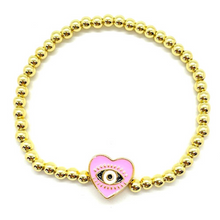 Load image into Gallery viewer, Gold Heart Evil Eye Bracelet