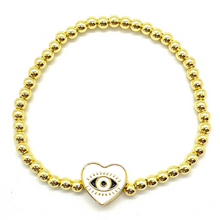 Load image into Gallery viewer, Gold Heart Evil Eye Bracelet