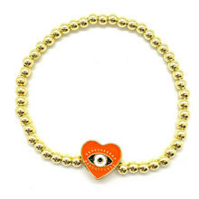 Load image into Gallery viewer, Gold Heart Evil Eye Bracelet
