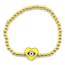 Load image into Gallery viewer, Gold Heart Evil Eye Bracelet