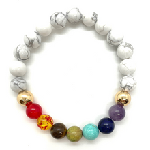 Load image into Gallery viewer, Gold White Howlite Chakra