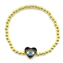 Load image into Gallery viewer, Gold Heart Evil Eye Bracelet