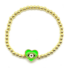 Load image into Gallery viewer, Gold Heart Evil Eye Bracelet