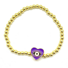 Load image into Gallery viewer, Gold Heart Evil Eye Bracelet