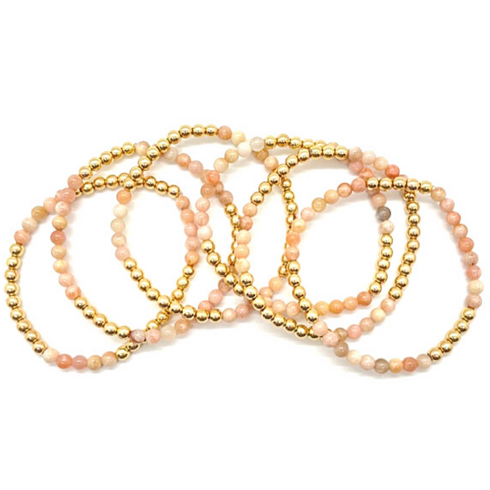 Gold Hematite and Peach Moonstone Party Stack
