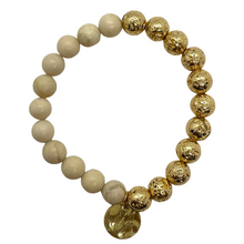Load image into Gallery viewer, Fossil Jasper & Half Gold Lava Bracelet
