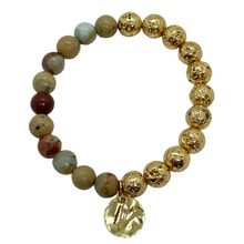 Load image into Gallery viewer, Petrified Wood & Half Gold Lava Bracelet