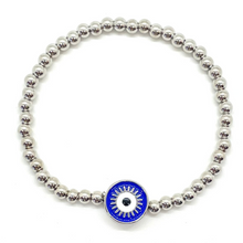 Load image into Gallery viewer, Silver Round Evil Eye Bracelet