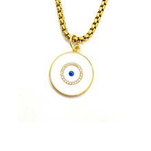 Load image into Gallery viewer, White Enamel Crystal Evil Eye Necklace