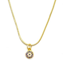 Load image into Gallery viewer, Dainty Blue Crystal Evil Eye Necklace
