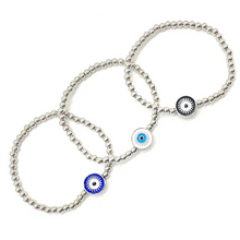 Load image into Gallery viewer, Silver Round Evil Eye Bracelet