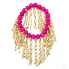 Load image into Gallery viewer, Hot Pink Fringe with Gold Chain Fringe