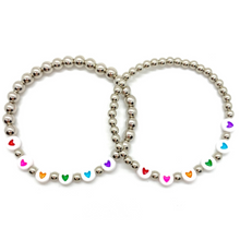 Load image into Gallery viewer, Silver Rainbow Hearts