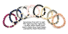 Load image into Gallery viewer, Gemstone "This Mama Loves Her Tribe" Gold Charm Bracelet
