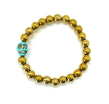 Load image into Gallery viewer, Hematite Turquoise Skull bracelet