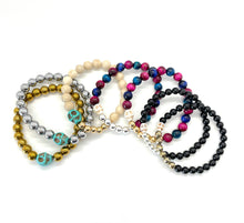 Load image into Gallery viewer, Hematite Turquoise Skull bracelet