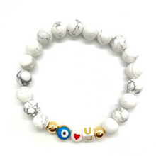 Load image into Gallery viewer, Gold White Howlite Eye Love U Bracelet