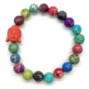 Mens Sea Sediment Jasper Stone Buddha bracelet