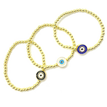 Load image into Gallery viewer, Gold Round Evil Eye Bracelet