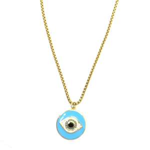 Large Enamel Crystal Evil Eye Necklace