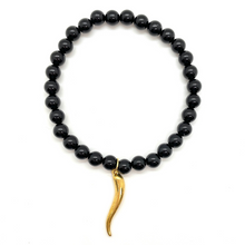Load image into Gallery viewer, Black Onyx with Gold Cornicello