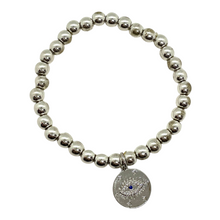 Load image into Gallery viewer, Silver Hematite with Silver Hanging Evil Eye Charm