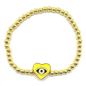Gold Heart Evil Eye Bracelet