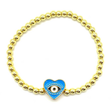 Load image into Gallery viewer, Gold Heart Evil Eye Bracelet