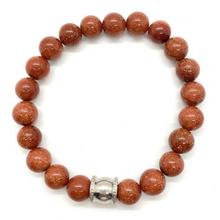 Load image into Gallery viewer, Gold Sandstone Gemstone bracelet with Stainless Steel Accent