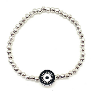 Silver Round Evil Eye Bracelet