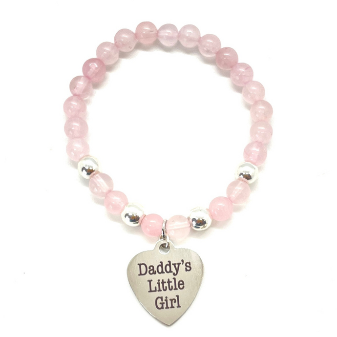 Rose Quartz Silver Charm Bracelet