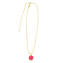 Load image into Gallery viewer, Small Enamel Smiley Face Necklace