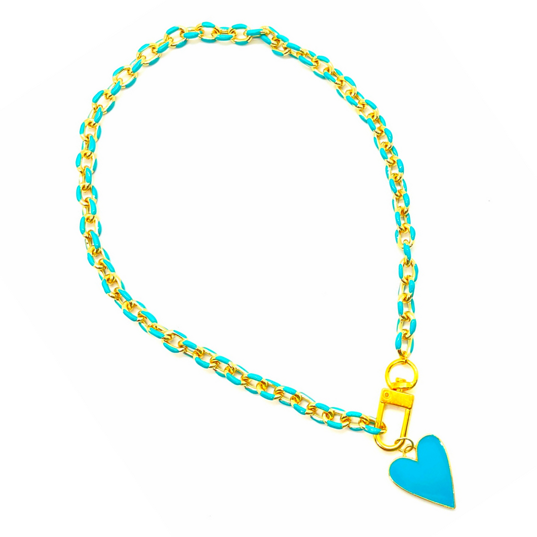 Blue Gold Heart Necklace