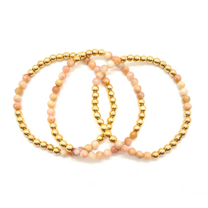 Gold Hematite and Peach Moonstone Party Stack