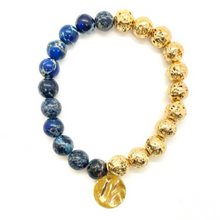 Load image into Gallery viewer, Blue King Jasper &amp; Half Gold Lava Bracelet