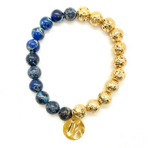 Blue King Jasper & Half Gold Lava Bracelet