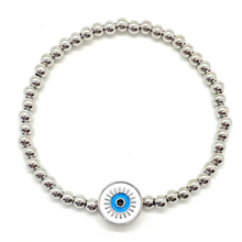 Load image into Gallery viewer, Silver Round Evil Eye Bracelet