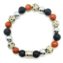 Load image into Gallery viewer, Mens mixed gemstone bracelet with Stainless Steel Accent