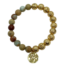 Load image into Gallery viewer, Petrified Wood &amp; Half Gold Lava Bracelet