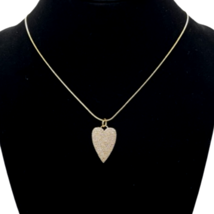 Pave Crystal Heart Charm Necklace