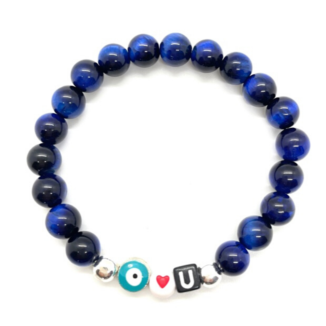 Evil Eye Protection Bracelet, White Blue Bead Bracelet, Blue Evil Eye Beads Blue