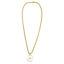 Load image into Gallery viewer, White Enamel Crystal Evil Eye Necklace