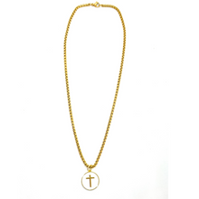 Load image into Gallery viewer, White Enamel Gold Cross Necklace